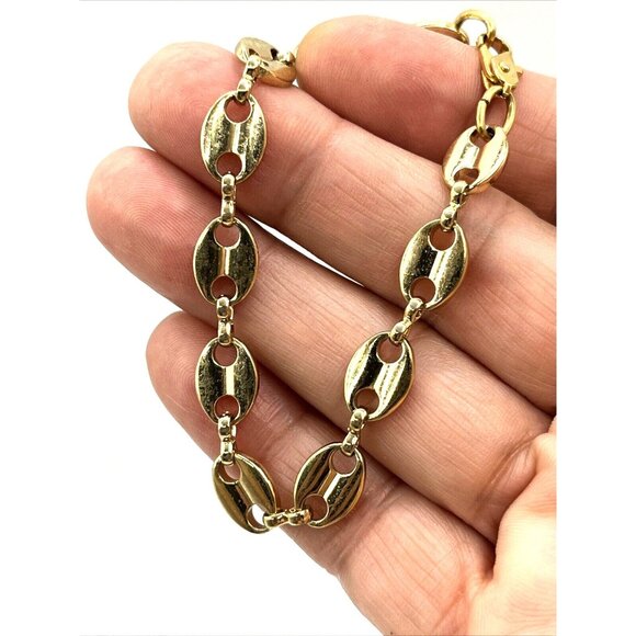 Vintage Flat Mariner Chain Link Gold Tone Bracelet 6.75" - Picture 5 of 7